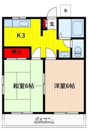 メゾンド平岡(2K/2階)の間取り写真