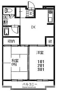 メルロE(2DK/2階)の間取り写真