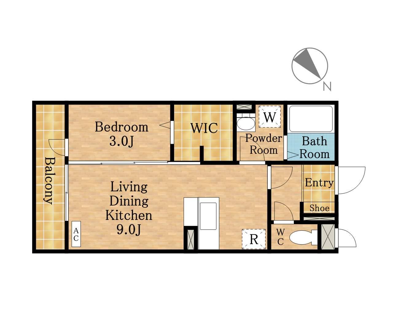 トレビナ中浦和(1LDK/1階)の間取り写真