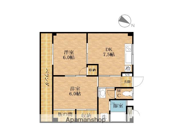 西浦和武蔵ハイム(2DK/3階)の間取り写真