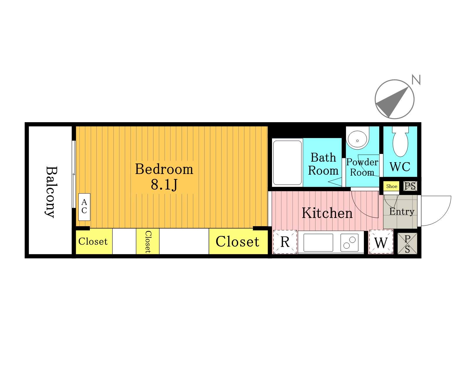リブリANELA(1K/2階)の間取り写真