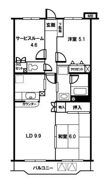 カトル・セゾン(2SDK/3階)の間取り写真