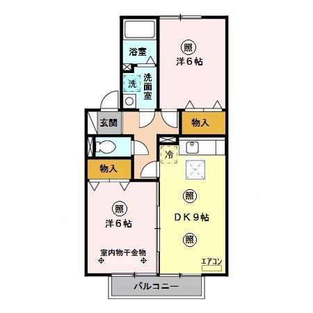 セジュール21(2DK/1階)の間取り写真