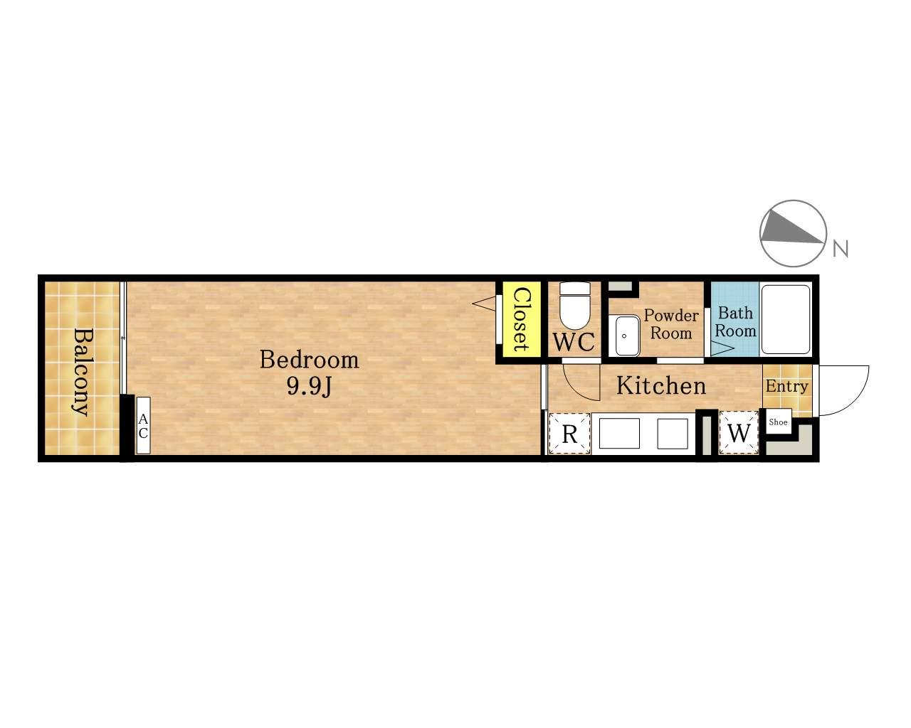 リブリ・シャン.ハイツ中浦和(1K/3階)の間取り写真