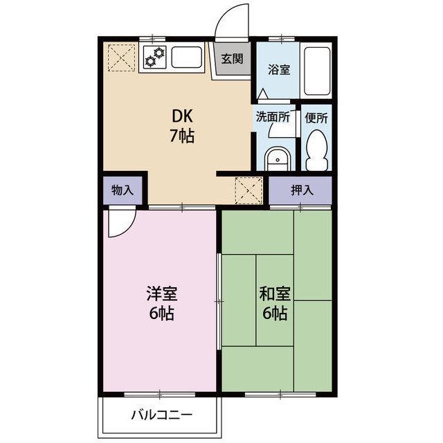 シャルムK(2DK/1階)の間取り写真