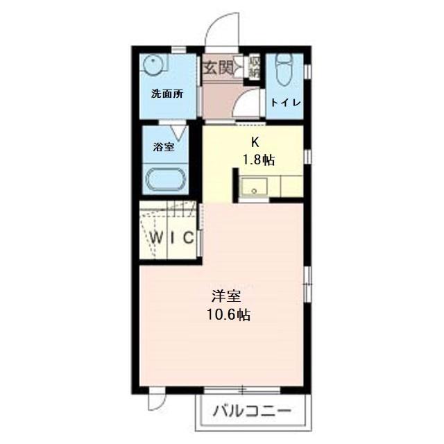 ミリオンベル(1K/2階)の間取り写真