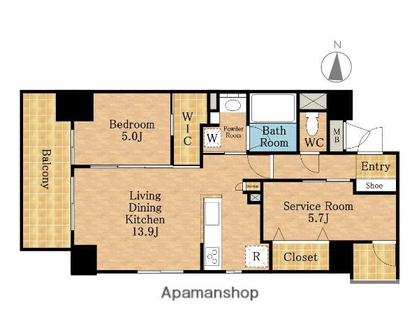 ラグゼナ戸田公園Ⅱ(1SLDK/4階)の間取り写真