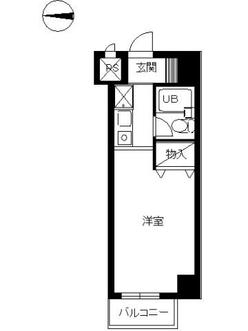 スカイコート戸田公園第3(ワンルーム/2階)の間取り写真