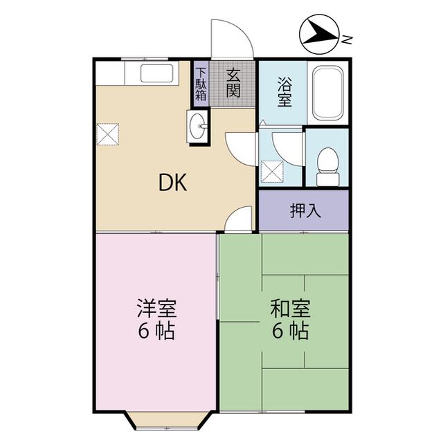 コンフォール武蔵(2DK/1階)の間取り写真