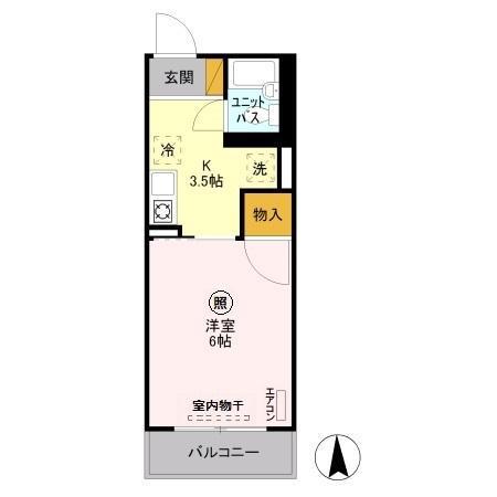 ドミトリー中浦和(1K/1階)の間取り写真