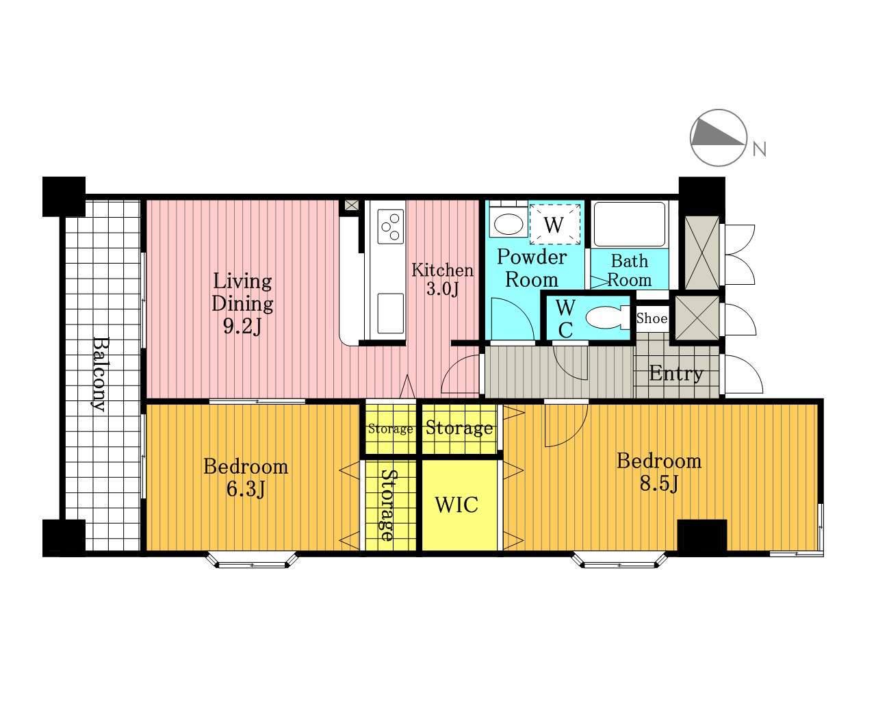 グラース(2LDK/3階)の間取り写真