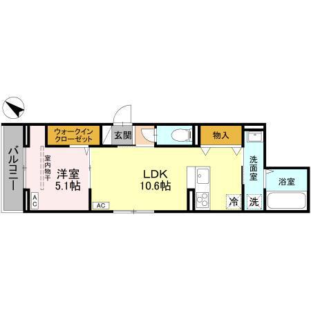 ノーブルラフィネ白幡(1LDK/2階)の間取り写真