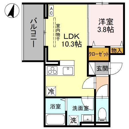 NOBLE VILLA鹿手袋 A(1LDK/3階)の間取り写真