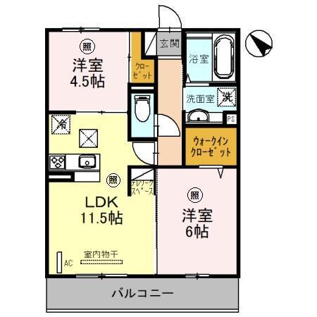 エバープレイス武蔵浦和(2LDK/1階)の間取り写真