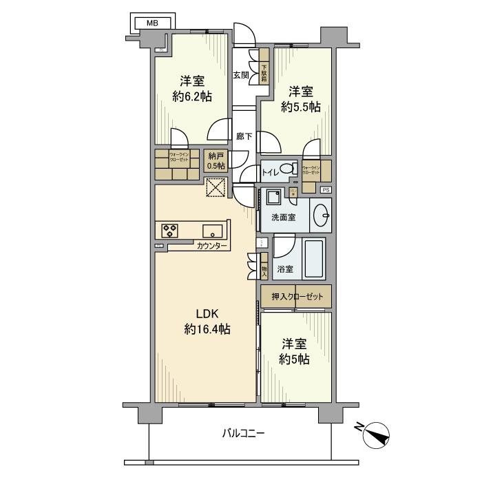 オハナ中浦和(3LDK/3階)の間取り写真