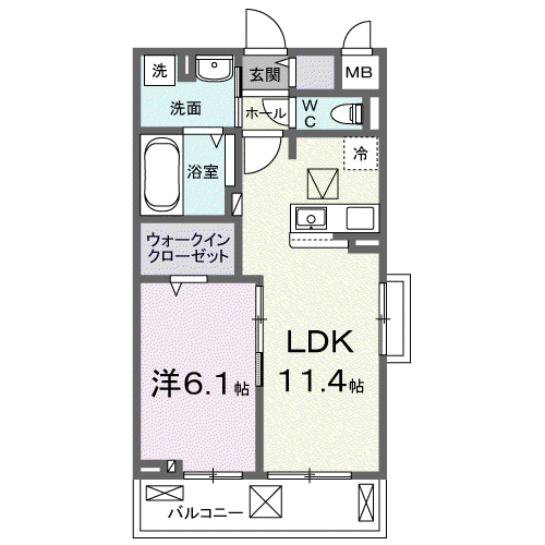 コスモステラス イースト(1LDK/1階)の間取り写真