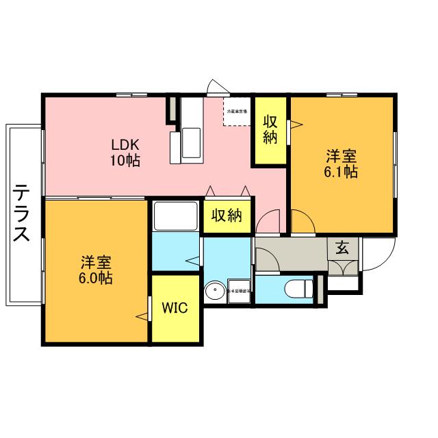 武蔵野線 西浦和駅 徒歩7分 2階建 築15年(2LDK/1階)の間取り写真