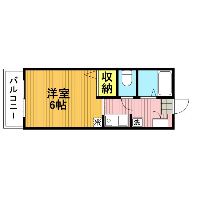 プロムナード中浦和(1K/2階)の間取り写真