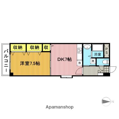 横田商事第6ビル(1DK/3階)の間取り写真
