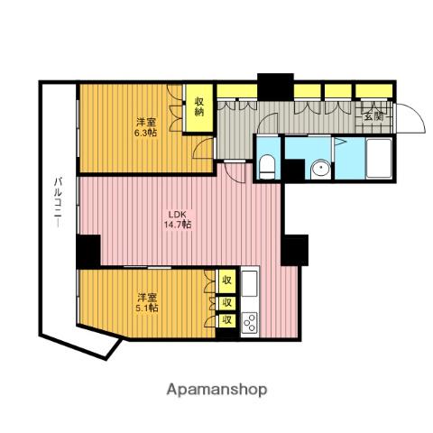 ライブタワー武蔵浦和 36階階 間取り