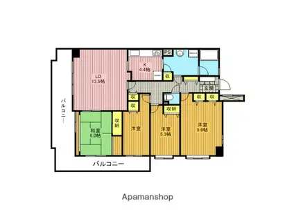 コスモ武蔵浦和プロシィード(4LDK/4階)の間取り写真