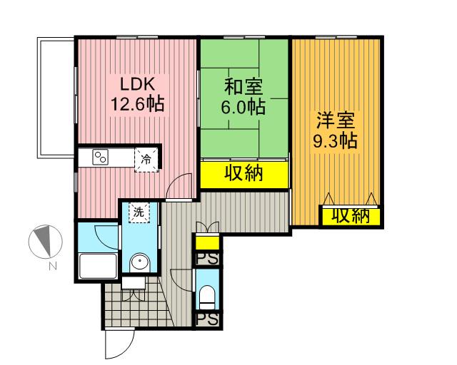 クィーンズ・ヴィラ武蔵浦和(2LDK/3階)の間取り写真