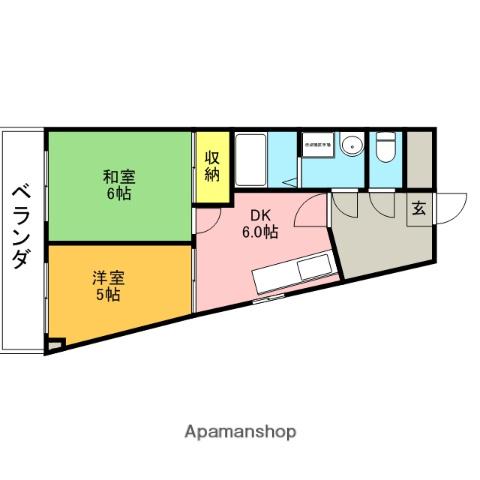サンロード中浦和Ⅱ(2DK/1階)の間取り写真