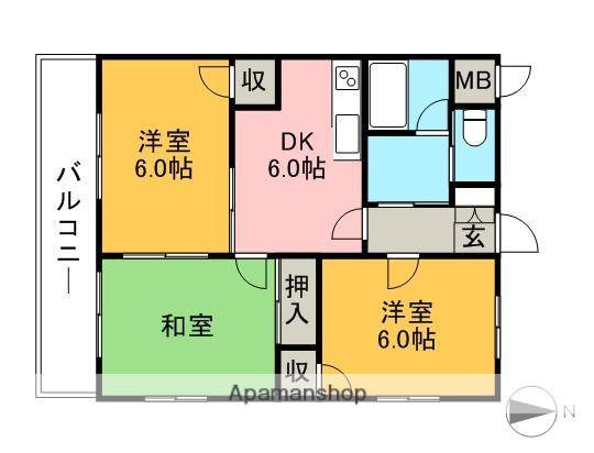 グランデール東越谷(3DK/2階)の間取り写真