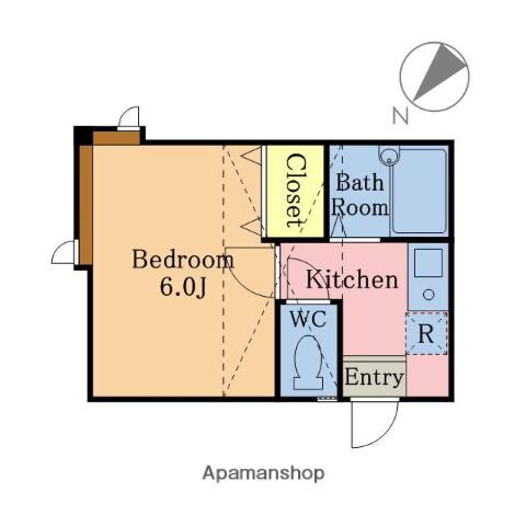 ハッピーライフ里・1号館(1K/2階)の間取り写真