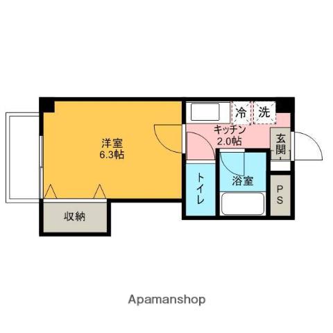 シャルマン南越谷(1K/2階)の間取り写真