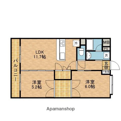 ベルディきよみ野(2LDK/2階)の間取り写真