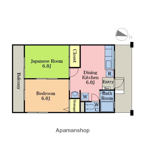 シティハイムゆうあい荘Ⅱ(2DK/1階)の間取り写真