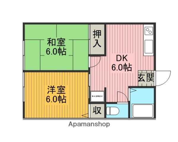 シティハイムB(2DK/2階)の間取り写真