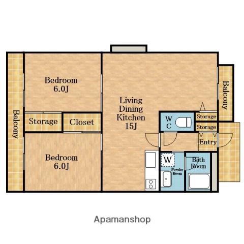 キャピタル南越谷(2LDK/3階)の間取り写真