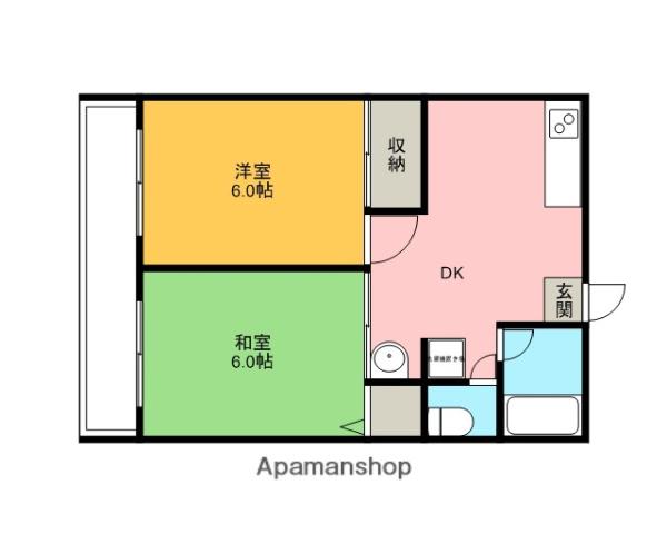 シティハイムトーヨー(2DK/1階)の間取り写真