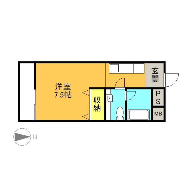 ブランチ南越谷(ワンルーム/1階)の間取り写真