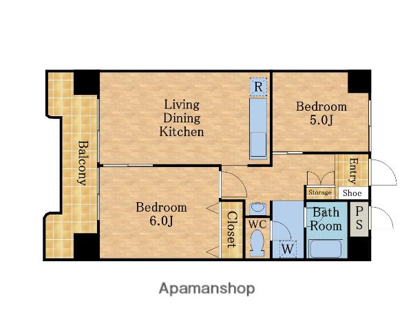 キャピタル新越谷(2LDK/6階)の間取り写真