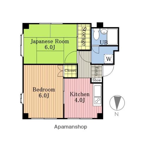 サンハイムⅡ(2K/3階)の間取り写真