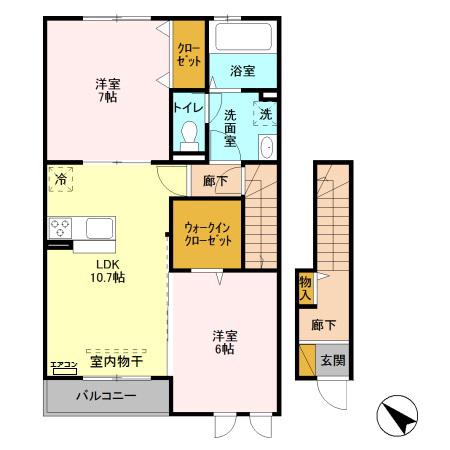 メゾンフォーレ(2LDK/2階)の間取り写真