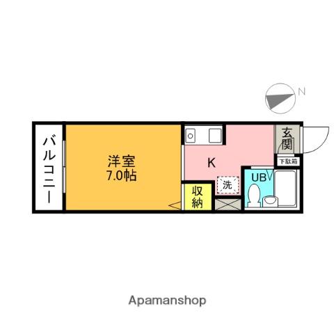 ベルハイム(1K/2階)の間取り写真