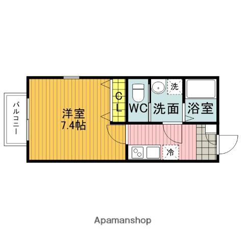 ミレニア南流山B棟(1K/2階)の間取り写真