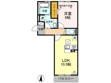 ロイジェントパークスレイクタウンⅢC(1LDK/1階)の間取り写真