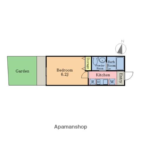 ウエストガーデンLT1丁目(1K/1階)の間取り写真