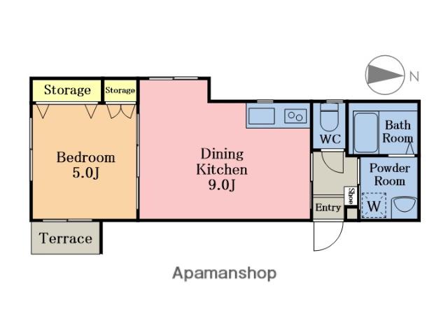 ラフィーネSORA(1DK/1階)の間取り写真