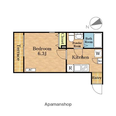 モナーク越谷(1K/2階)の間取り写真