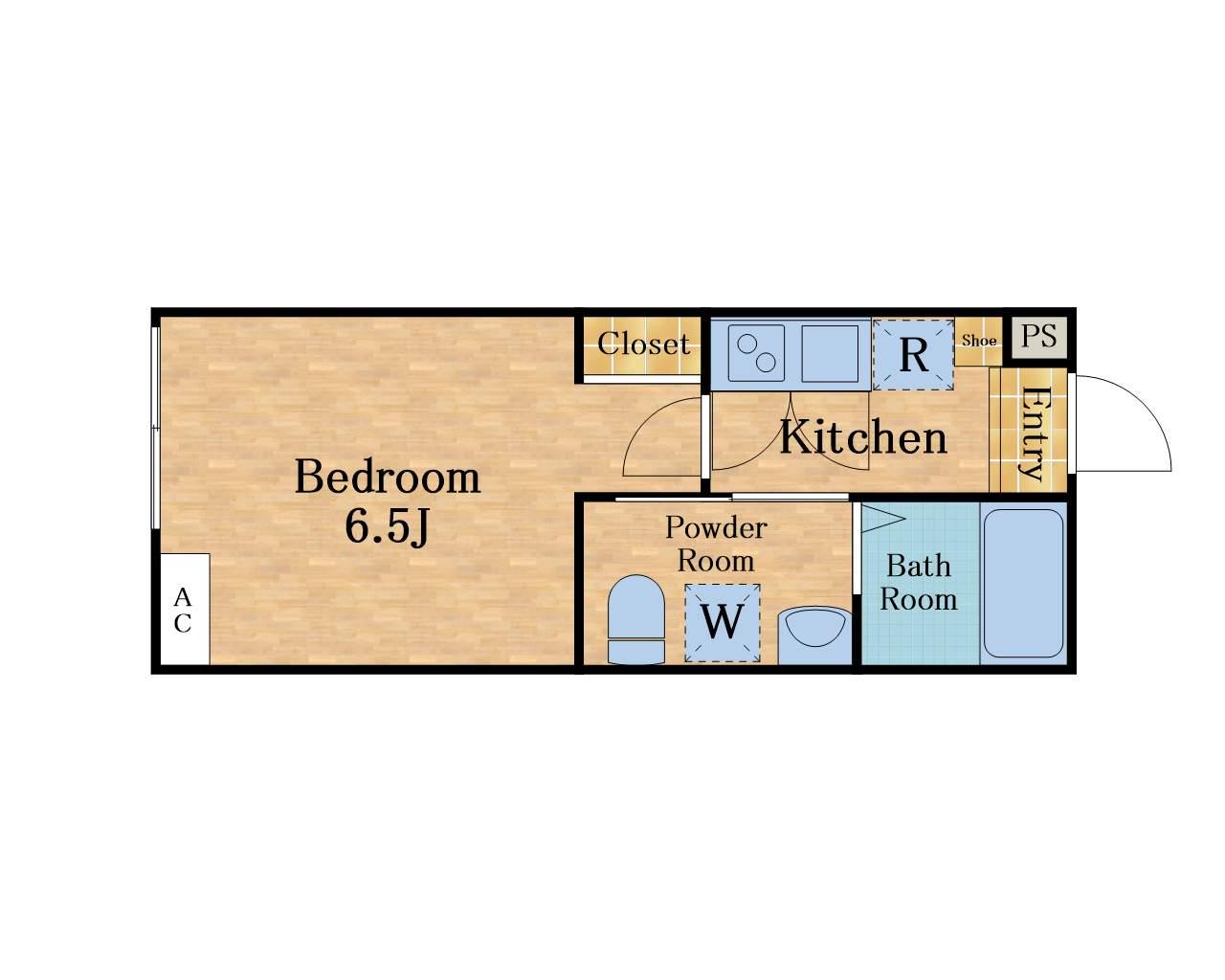 サンリバー三郷(1K/2階)の間取り写真
