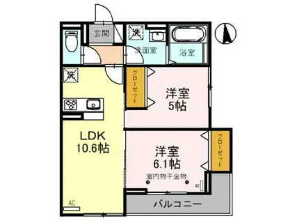 グレイス三郷(2LDK/2階)の間取り写真