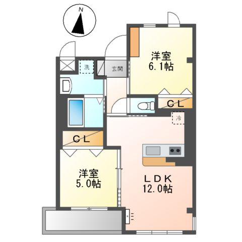 グレース北越谷(2LDK/1階)の間取り写真
