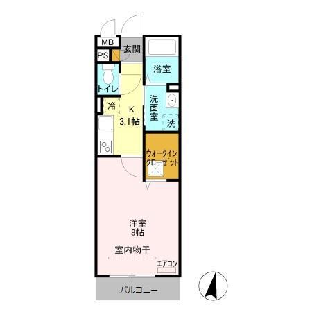 BE AMBITIOUS(1K/1階)の間取り写真