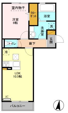 ロイジェントパークス レイクタウン 3 A(1LDK/1階)の間取り写真